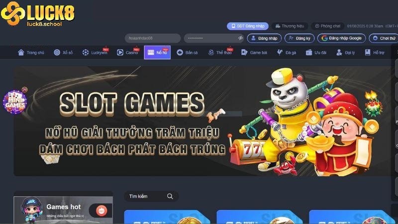Trải nghiệm thế giới trò chơi nổ hũ đa dạng chủ đề tại nhà cái Luck8.